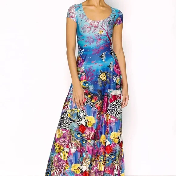 chinese dress ladies Blackmilk | Fairytale Floral Sheer Bishop Maxi Dress | Blue main image 0